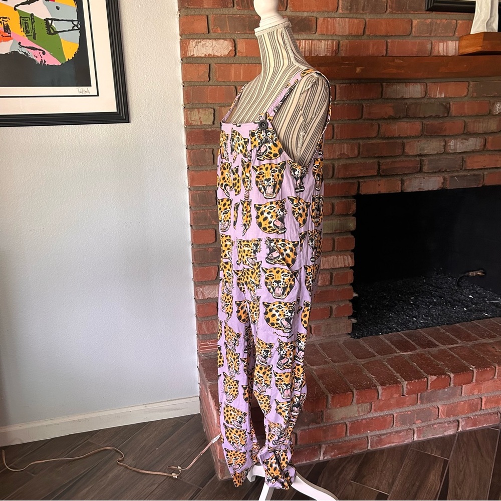Nooworks Cheetah Head Overall Jumpsuit in Purple Sz M - Picture 5 of 11